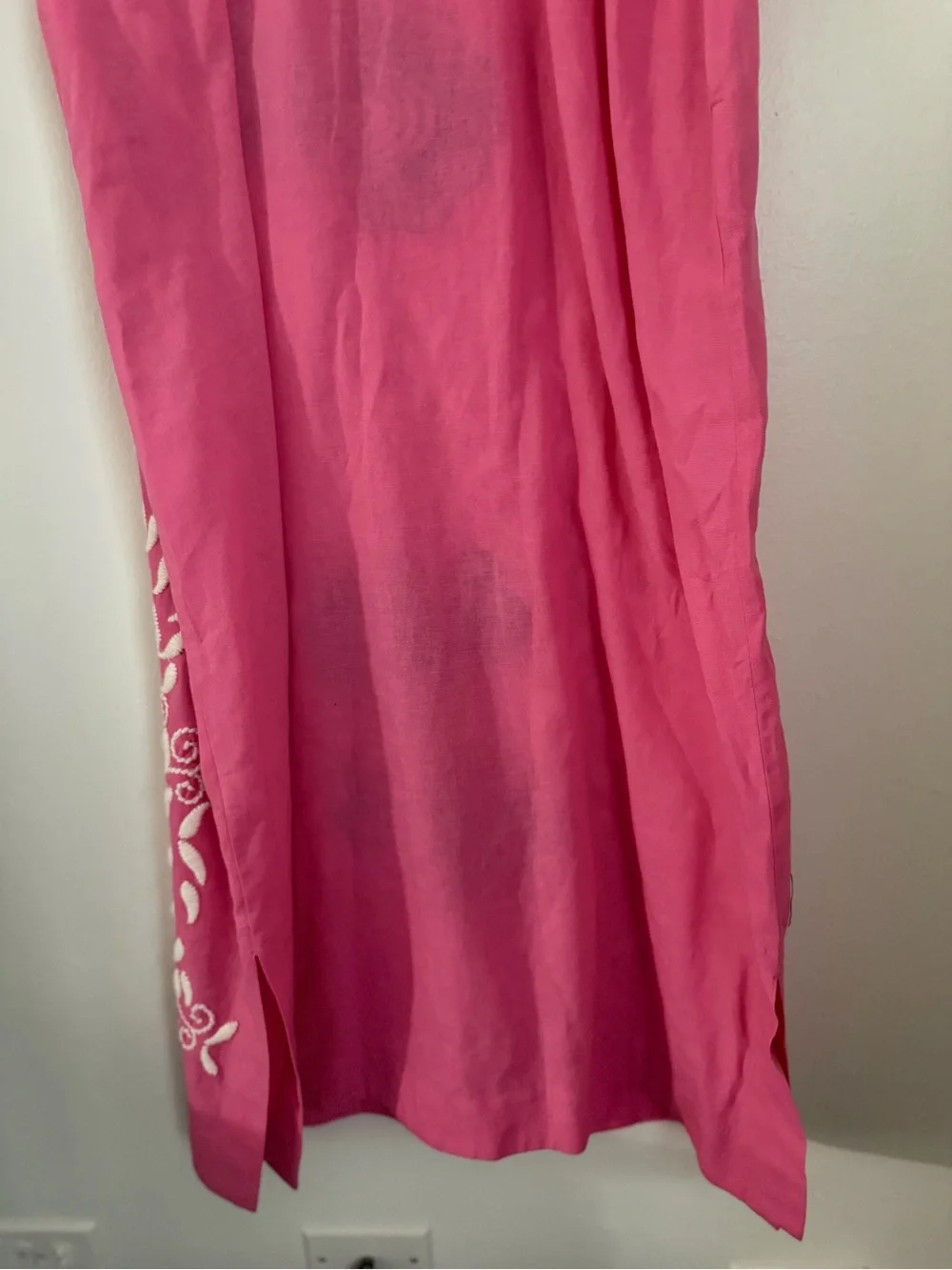Frances Valentine Peacock Caftan Maxi Dress Women Small Pink Green White